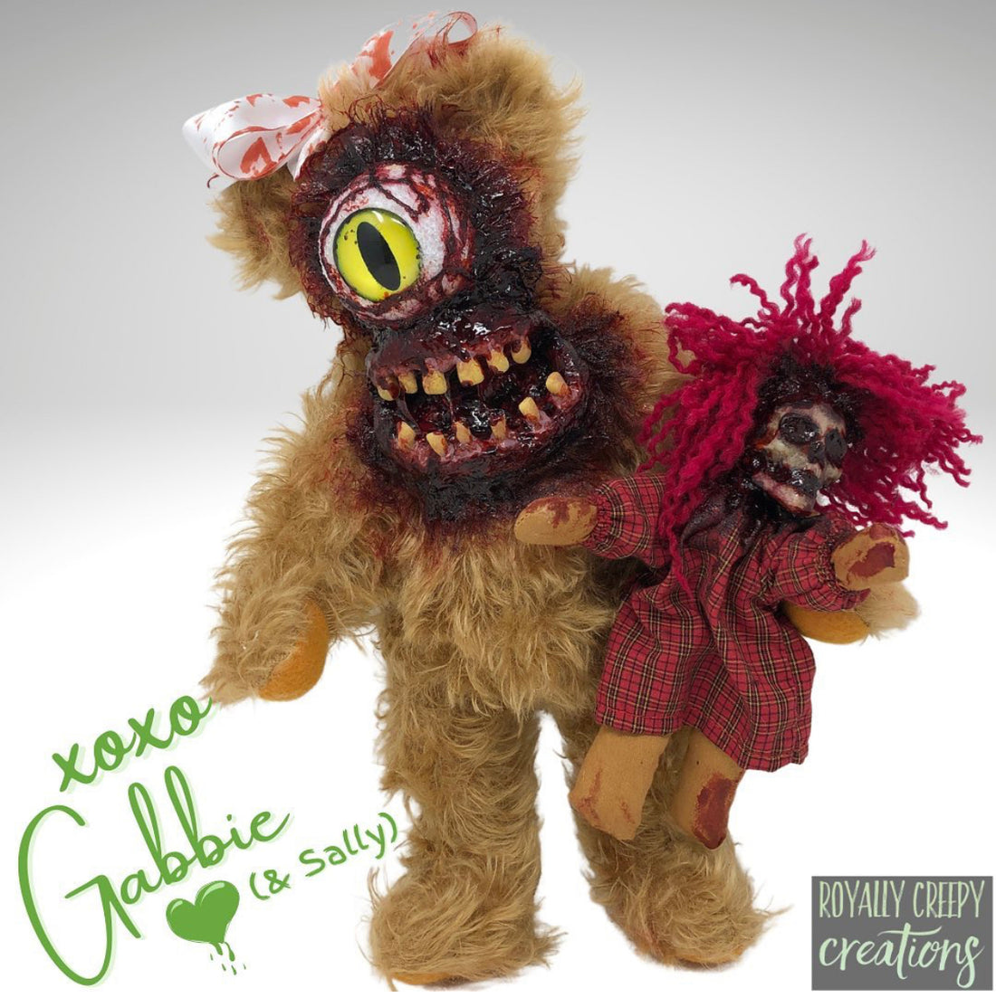 Gabbie creepy monster stuffed doll scary teeth skull bloody horror